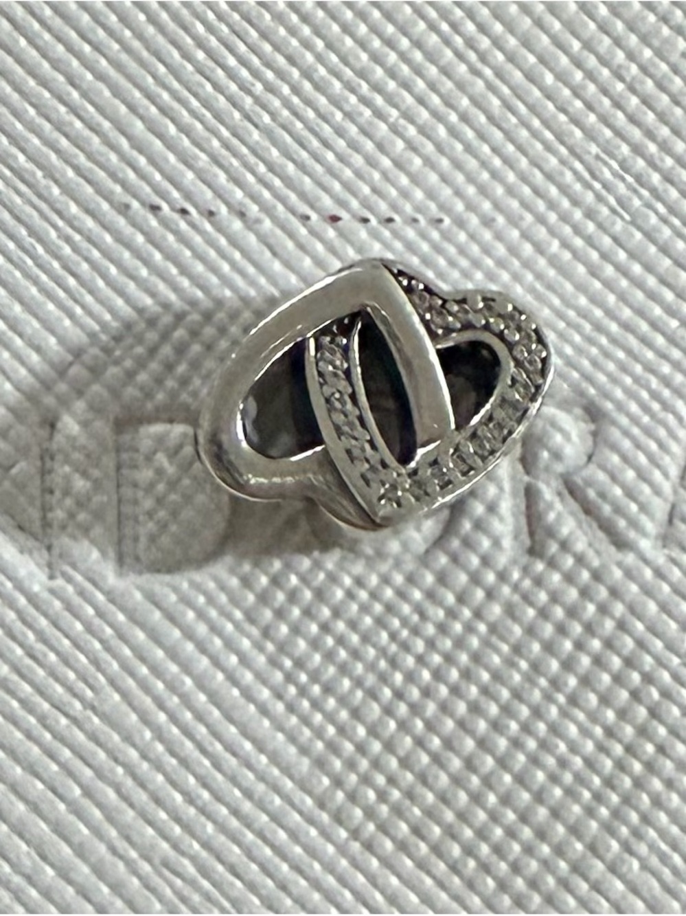 Pandora Sterling Silver Interlocking Heart Charm with CZ Accents